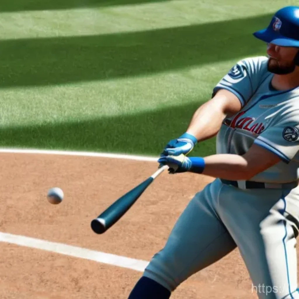 야구 게임 추천 콘솔 PC - **A highly realistic baseball game scene from "MLB The Show 24" on a sunny day.** A professional bas...
