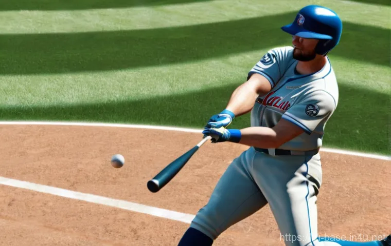 야구 게임 추천 콘솔 PC - **A highly realistic baseball game scene from "MLB The Show 24" on a sunny day.** A professional bas...