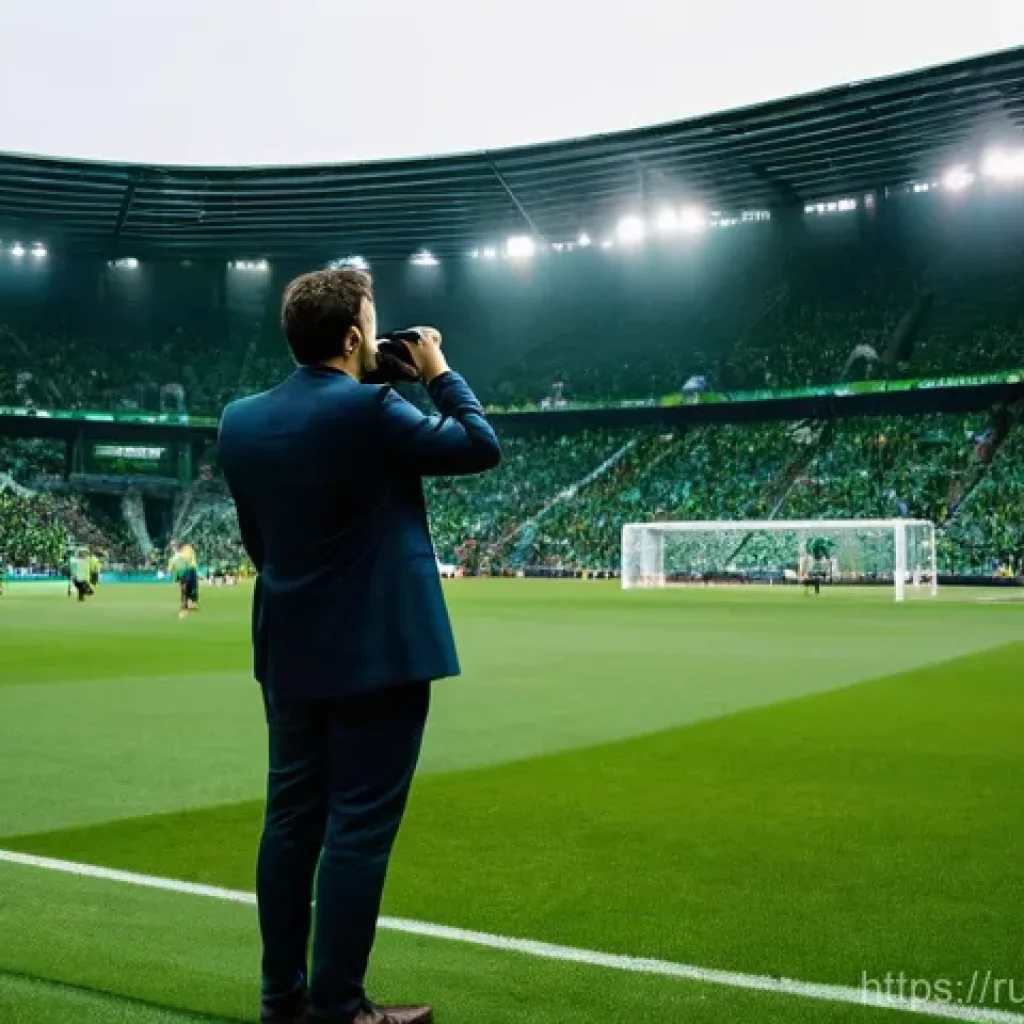 야구장의 좌석 선택 요령 - **Prompt for an Analytical Spectator at a Football Match:**
"A wide-angle shot from a high vanta...