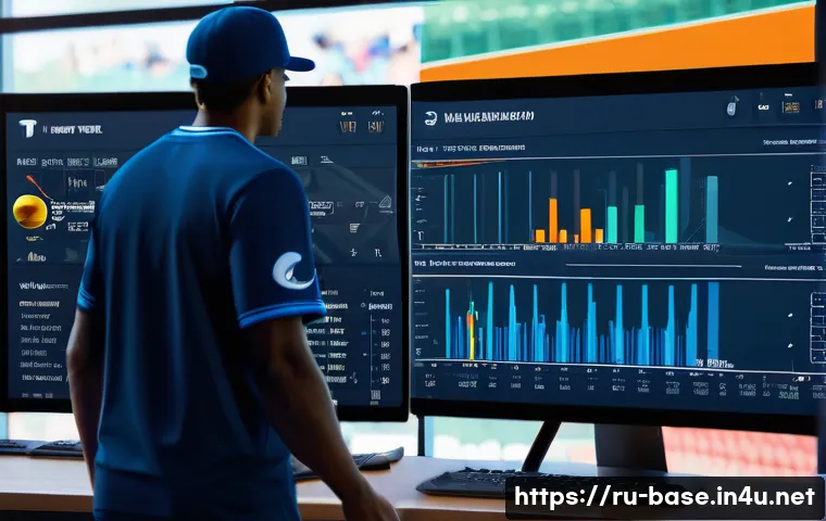 야구 데이터 시각화 도구 추천 - **Prompt 1: Immersive Baseball Analytics Dashboard**
    "A wide-angle shot of a young adult, approx...