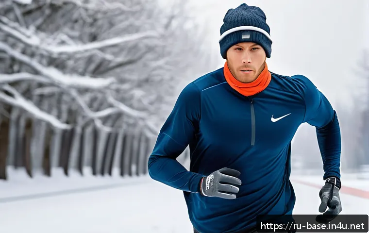 야구 시즌별 훈련 계획 - A professional baseball player in winter training gear practicing interval running on a snowy outdoo...